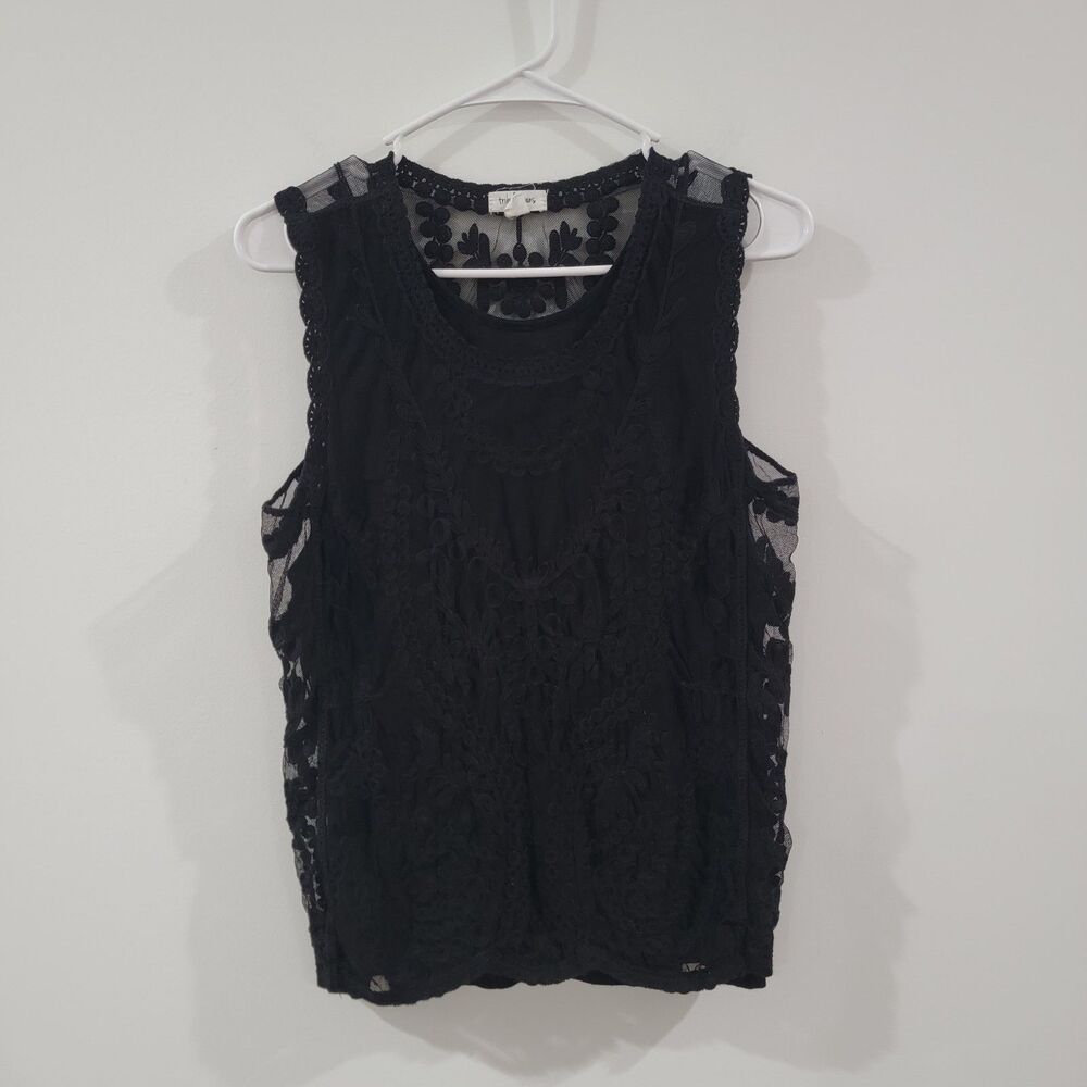 Tribal Jeans Womens Top Size Large Lace Floral Black Whimsigoth Dark Romance
